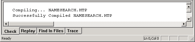 Script Modeler compile results