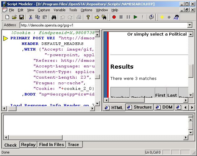 Script Modeler HTML Tab